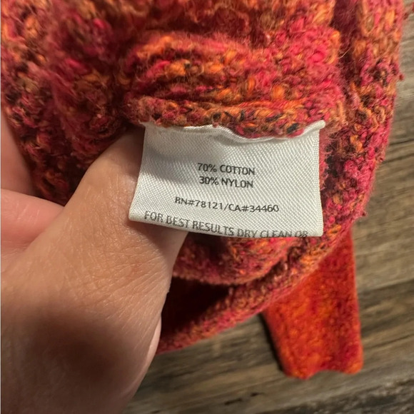 Eileen Fisher Red Orange Crew Neck Sweater Textured Knit - Picture 7 of 8